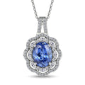 Premium Tanzanite and Luxuriant Lab Grown Diamond E-F VS 2.30 ctw Blue Crownfire Pendant Necklace in 10K White Gold 20 Inches - Sticky add to cart bar