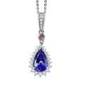 D'Joy Premium Tanzanite, Mahenge Spinel and Diamond 2.00 ctw Blue Heirloom Drop Pendant Necklace in Rhodium Over Sterling Silver 20 Inches - Sticky add to cart bar