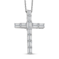 EverTrue Princess Cut Simulated Diamond Cross Pendant in Platinum Bond with Stainless Steel Necklace 20 Inches