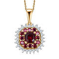 D'Joy Premium Anthill Garnet and Moissanite 1.15 ctw Crimson Core Pendant Necklace 20 Inches in 18K Vermeil Yellow Gold Over Sterling Silver - Sticky add to cart bar
