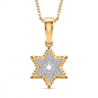 D'Joy Artistry to Israel White Zircon 0.20 ctw Star Pendant Necklace in 18K Vermeil Yellow Gold Over Sterling Silver 20 Inches