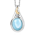 AAA Larimar and Luxuriant Lab Grown Diamond G-H SI 3.25 ctw Ocean Joy Pendant Necklace in 18K Vermeil YG and Rhodium Over Sterling Silver 20 Inches - Sticky add to cart bar