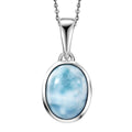 D'Joy AAA Larimar 1.15 ctw Tidal Curve Pendant Necklace in Rhodium Over Sterling Silver 20 Inches - Sticky add to cart bar