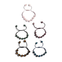 Set of 5 Multi Gemstone Shamballa Adjustable Bracelet 375.00 ctw