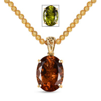 EverTrue Autumn Alexite Fallfire Pendant with Brazilan Citrine Beaded Necklace (20 Inches) in 18K YG Plated 71.00 ctw