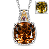 EverTrue Autumn Alexite and Multi Gemstone 6.80 ctw Wings of Fire Pendant in 18K YG Plated and Platinum Bond with Stainless Steel Necklace 20 Inches