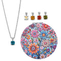Multi Color Austrian Crystal 4pcs Solitaire and 1pc Mirror Pendant with Necklace (20 Inches) in Silvertone - Sticky add to cart bar