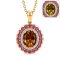EverTrue Autumn Alexite and Multi Gemstone 3.80 ctw Fallfire Bloom Pendant in 18K YG Plated with ION Plated YG Stainless Steel Necklace 20 Inches - Sticky add to cart bar