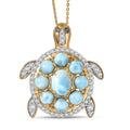 D'Joy AAA Larimar and Multi Gemstone 8.30 ctw Sea Turtle Pendant Necklace in 18K Vermeil Yellow Gold Over Sterling Silver 20 Inches - Sticky add to cart bar