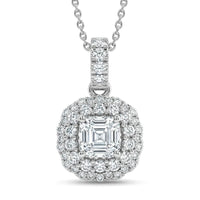 Luxuriant Lab Grown Diamond (G-H, SI) Pendant Necklace (20 Inches) in Rhodium Over Sterling Silver 1.65 ctw