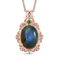 EverTrue Premium Malagasy Labradorite and Multi Gemstone 5.65 ctw Pendant in 18K RG Plated with ION Plated RG Stainless Steel Necklace 20 Inches - Sticky add to cart bar
