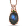 EverTrue Premium Malagasy Labradorite and Multi Gemstone 5.60 ctw Pendant in 18K RG Plated with ION Plated RG Stainless Steel Necklace 20 Inches - Sticky add to cart bar