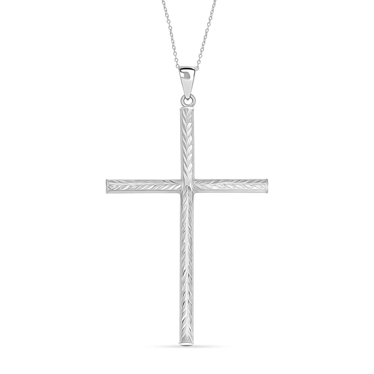 Sterling Silver Cross Pendant Necklace (18 Inches) (3.40 g)