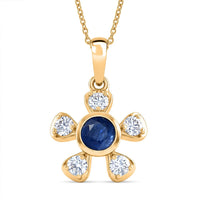 AAA Kashmir Kyanite and Moissanite 1.20 ctw Pendant Necklace (20 Inches) in 18K YG Plated Sterling Silver