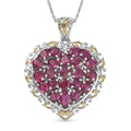 D'Joy Niassa Ruby 4.50 ctw Heart Pendant Necklace in 18K Vermeil YG and Rhodium Over Sterling Silver 20 Inches - Sticky add to cart bar
