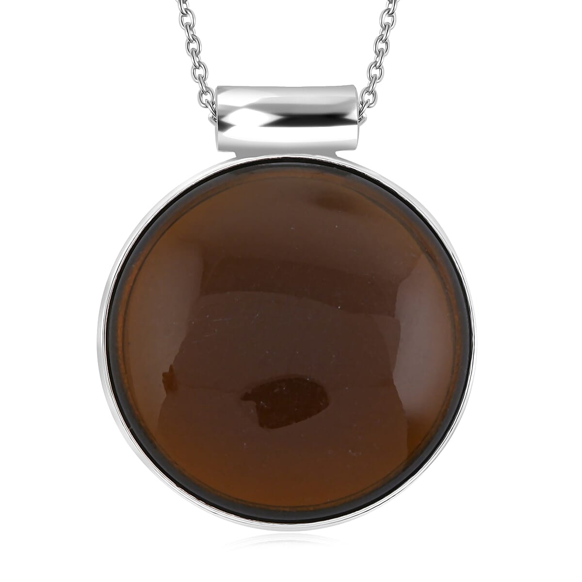 Brazilian Smoky Quartz Flower Pendant in Silvertone with Stainless Steel Necklace (20 Inches) 46.00 ctw