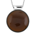 Brazilian Smoky Quartz Flower Pendant in Silvertone with Stainless Steel Necklace (20 Inches) 46.00 ctw - Sticky add to cart bar
