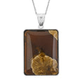 Brazilian Smoky Quartz Rectangle Inlay Frame Flower Pendant in Silvertone with Stainless Steel Necklace (20 Inches) 72.00 ctw - Sticky add to cart bar