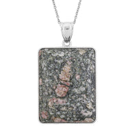 Brazilian Smoky Quartz Rectangle Inlay Frame Flower Pendant in Silvertone with Stainless Steel Necklace (20 Inches) 72.00 ctw