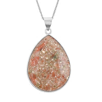 Autumn Jasper Pendant in Silvertone with Stainless Steel Necklace (20 Inches) 50.00 ctw