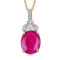 Certified & Appraised AAA Montepuez Ruby and Luxuriant Lab Grown Diamond G-H SI 5.70 ctw Pendant Necklace in 10K Yellow Gold (20 Inches) - Sticky add to cart bar