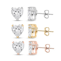 Set of 3 Simulated Diamond Earrings in Tritone