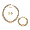 3 Piece Set - Multi Layer Chain Necklace (15 Inches), Bracelet (7.50In) and Earrings in Goldtone - Sticky add to cart bar