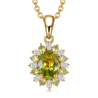 EverTrue Hebei Peridot and Moissanite 2.00 ctw Pendant in 18K YG Plated with ION Plated YG Stainless Steel Necklace (20 Inches)