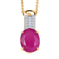 Luxoro AAA Mozambique Ruby and Diamond I2 3.25 ctw Royal Bloodline Pendant Necklace in 10K Yellow Gold 20 Inches - Sticky add to cart bar