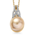 South Sea Golden Cultured Pearl and Luxuriant Lab Grown Diamond (G-H, SI) 0.20 ctw Infinity Weave Pendant Necklace in 18K Vermeil Yellow Gold Over Sterling Silver 20 Inches - Sticky add to cart bar