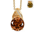 EverTrue Autumn Alexite and Multi Gemstone 6.30 ctw Golden Blaze Round Pendant in 18K YG Plated with ION Plated YG Stainless Steel Necklace 20 Inches - Sticky add to cart bar