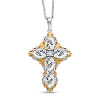 EverTrue Simulated Diamond 8.00 ctw Pendant 18K YG Plated and Platinum Bond with Stainless Steel Necklace 20 Inches