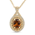 D'Joy Premium Golden Turkizite and Multi Gemstone 2.10 ctw Radiant Halo Pendant Necklace in 18K Vermeil Yellow Gold Over Sterling Silver 20 Inches - Sticky add to cart bar