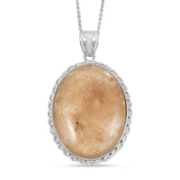 Rutile Quartz 47 ctw Pendant in Silvertone with Stainless Steel Necklace 20 Inches