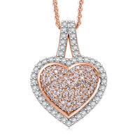 D'Joy Natural Pink and White Diamond I3 0.50 ctw Timeless Love Pendant Necklace in 18K Vermeil Rose Gold Over Sterling Silver 20 Inches
