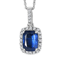 AAA Kashmir Kyanite and White Zircon 2.25 ctw Pendant Necklace (20 Inches) in Rhodium Over Sterling Silver
