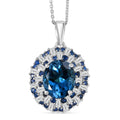 D'Joy London Blue Topaz and Multi Gemstone 6.75 ctw Pendant Necklace in Rhodium Over Sterling Silver 20 Inches - Sticky add to cart bar