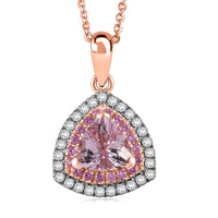 D'Joy Premium Pink Morganite and Multi Gemstone 2.10 ctw Pendant Necklace in 18K Vermeil Rose Gold Over Sterling Silver 20 Inches