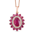 D'Joy Premium Niassa Ruby (FF) and Moissanite 5.50 ctw Crown Heart Halo Pendant Necklace in 18K Vermeil Rose Gold Over Sterling Silver 20 Inches - Sticky add to cart bar