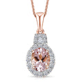 Certified & Appraised AAA Pink Morganite and Luxuriant Lab Grown Diamond G-H SI 3.19 ctw Pendant Necklace in 10K Rose Gold (20 Inches) - Sticky add to cart bar