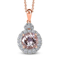 Certified & Appraised AAA Pink Morganite and Luxuriant Lab Grown Diamond G-H SI 2.93 ctw Pendant Necklace in 10K Rose Gold (20 Inches) - Sticky add to cart bar