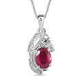 D'Joy Premium Niassa Ruby (FF) and Multi Gemstone 2.85 ctw Horse Pendant Necklace in Rhodium Over Sterling Silver 20 Inches - Sticky add to cart bar