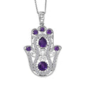 D'Joy Passport to Israel Premium African Amethyst and White Zircon 4.15 ctw Pendant Necklace in Rhodium Over Sterling Silver 20 Inches - Sticky add to cart bar