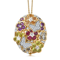 GP Multi Gemstone 5.10 ctw Pendant Necklace (20 Inches) in 18K Vermeil Yellow Gold Over Sterling Silver