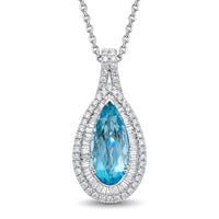 Chairman Collection Certified & Appraised Rhapsody 950 Platinum AAAA Santa Maria Aquamarine, Diamond (E-F, VS) (1.12 cts) Pendant Necklace (18 Inches) (13.16 g) (7.54 g) 5.91 ctw