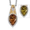 EverTrue Autumn Alexite and White Zircon 3.10 ctw Fallfire Regal Pendant in 18K YG Plated and Platinum Bond with Stainless Steel Necklace 20 Inches - Sticky add to cart bar