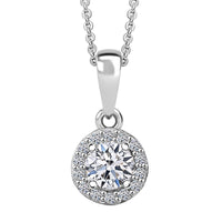 Luxuriant Lab Grown Diamond Classic Halo Pendant in Sterling Silver