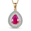 Luxoro AAA Montepuez Ruby and Diamond G-H, I2 2.15 ctw Flame Pear Pendant Necklace in 10K Yellow Gold (20 Inches) - Sticky add to cart bar