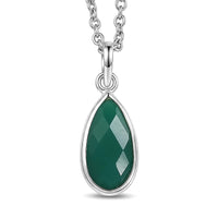Briolitte Cut Green Onyx Pendant in Sterling Silver with Stainless Steel Necklace (18 Inches) 2.30 ctw
