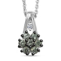 Premium Milanoa Green Sapphire and Luxuriant Lab Grown Diamond G-H SI 0.40 ctw Petal Bloom Pendant Necklace in Rhodium Over Sterling Silver 20 Inches - Sticky add to cart bar